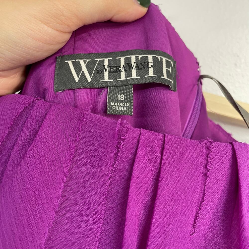 White by Vera Wang SZ 18 Amethyst Purple Strapless Ruffled Formal Chiffon Waves - Picture 7 of 11